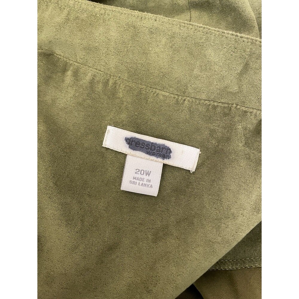 Dressbarn Open Jacket Plus Size 20w Long Sleeves Cardigan Faux Suede Green - Picture 6 of 8